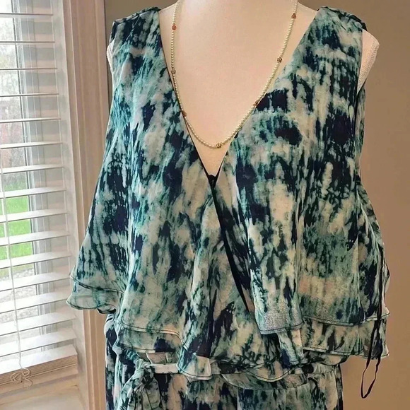 [3XL/24]MichelStudio Collection Blue Tie Dye  Sleeveless MIDI Dress - Picture 2 of 11